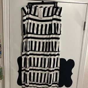 🔴HOLD🔴 NWT | Sharon Tang | B&W Striped Maxi Ruffle Skirt